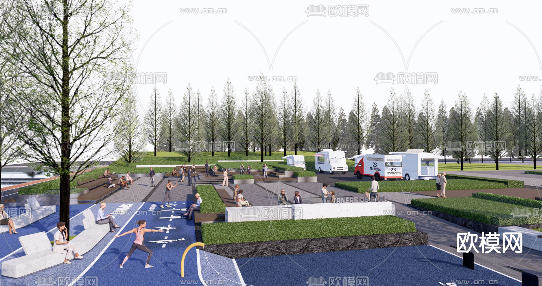 公园广场 露营区su模型
