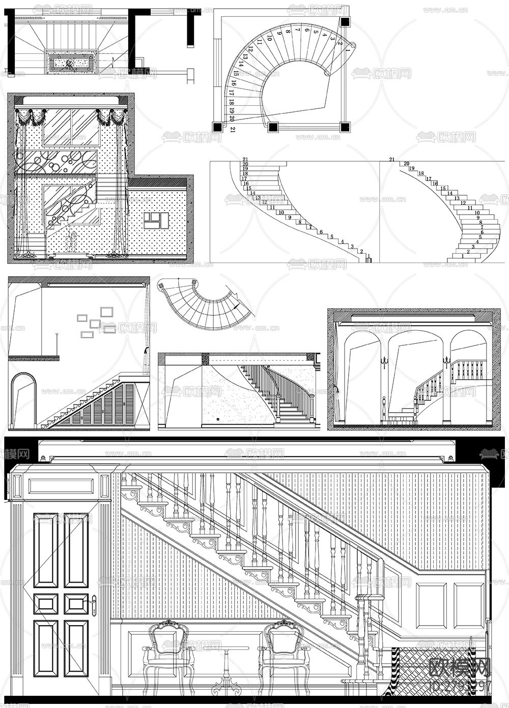 楼梯间设计CAD施工图下载（渲染图6）