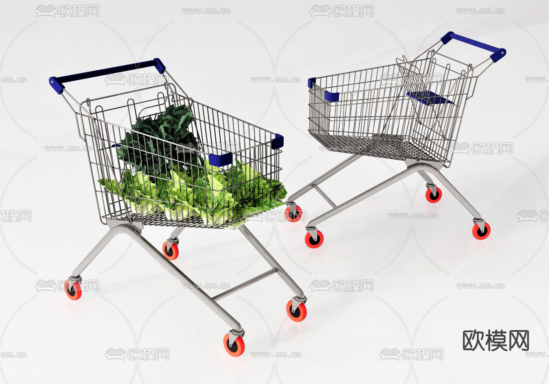 推车手推车 超市推车su模型下载（渲染图1）