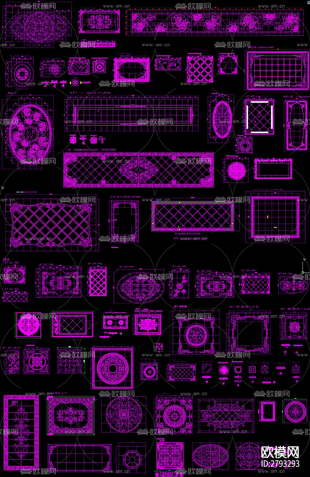 地面拼花石材拼花腰线图库装修CAD图库下载（渲染图10）