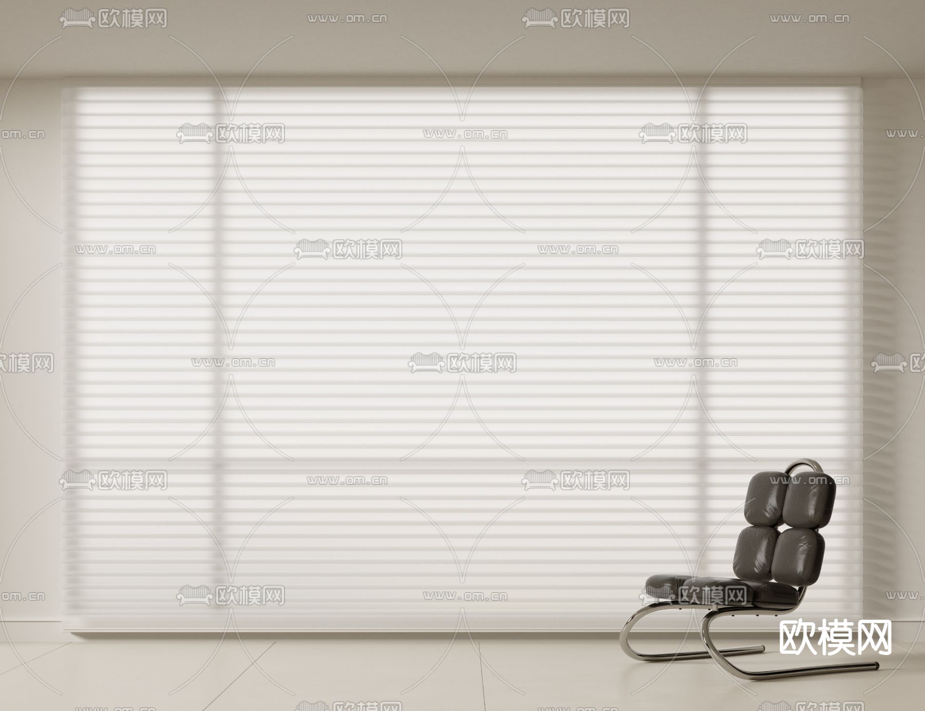 现代百叶纱帘su模型下载（渲染图1）