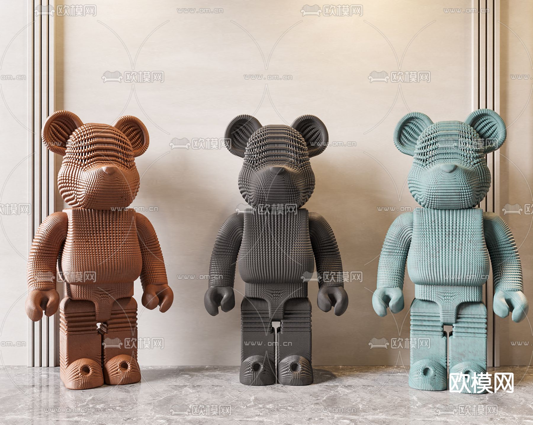 现代暴力熊 潮玩su模型下载（渲染图1）