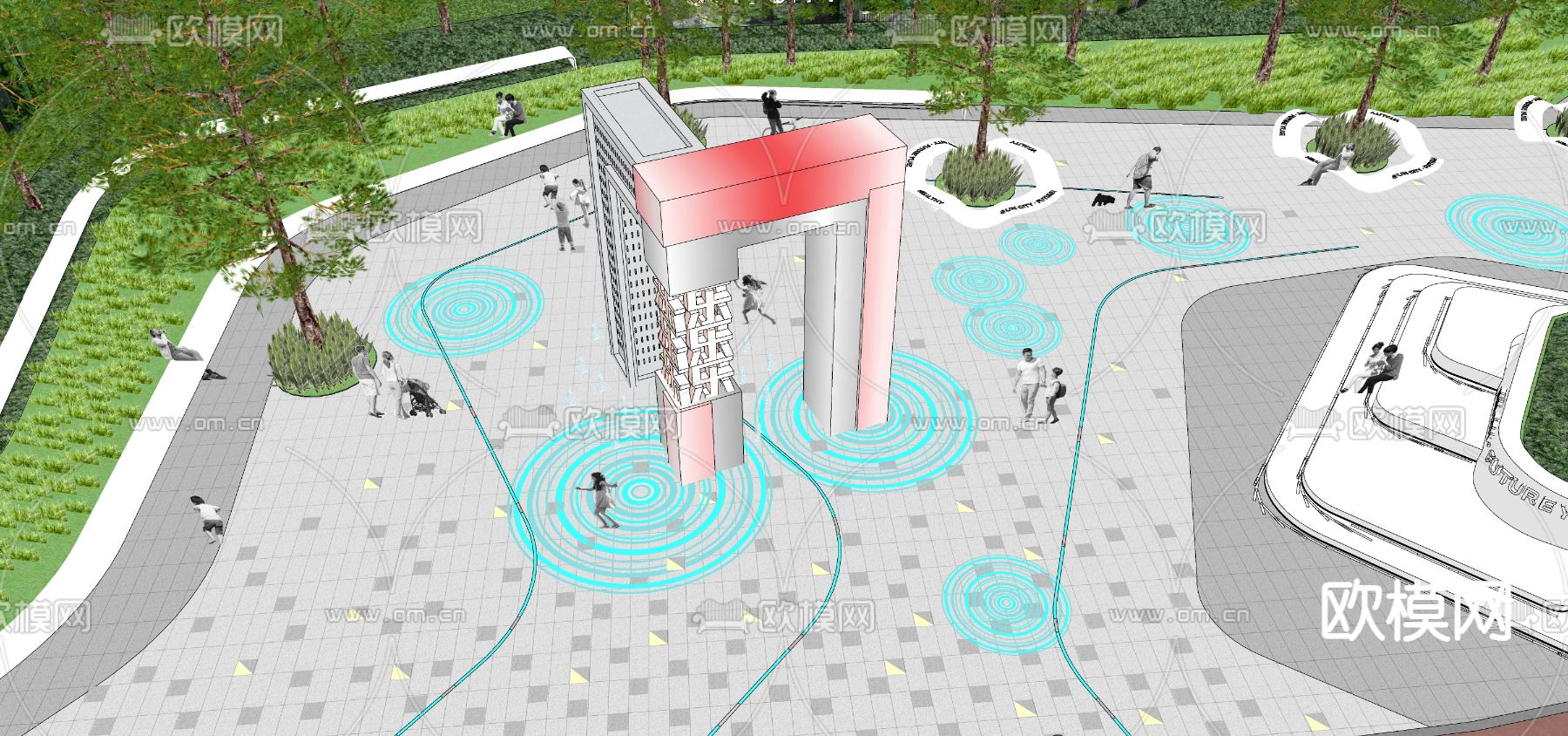 现代艺术雕塑su模型