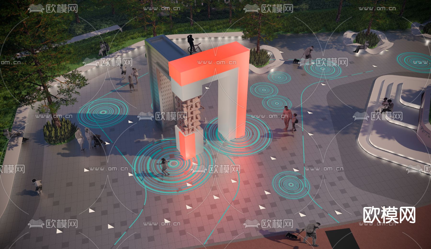 现代艺术雕塑su模型