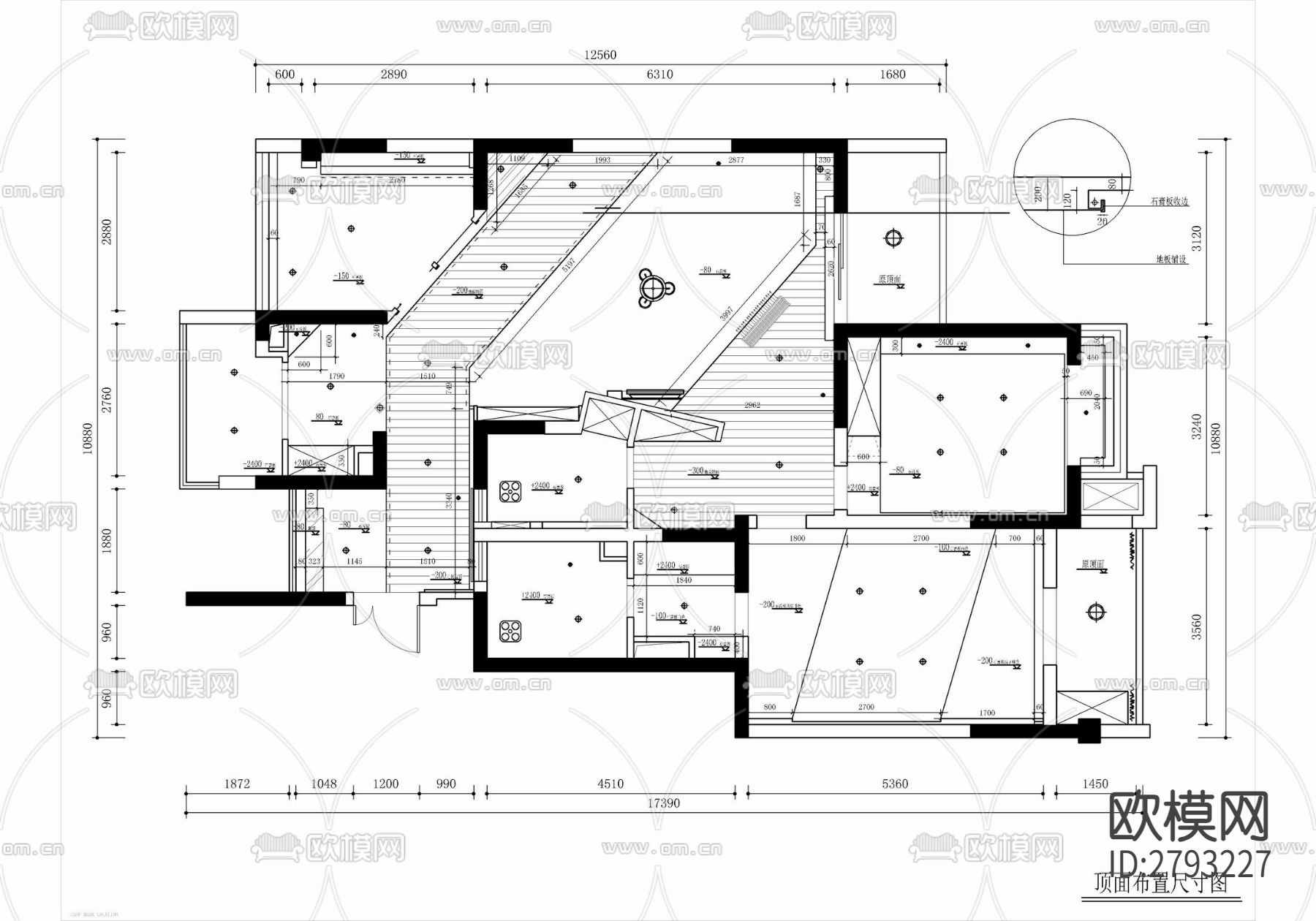 150㎡创意家装平层CAD施工图下载（渲染图3）