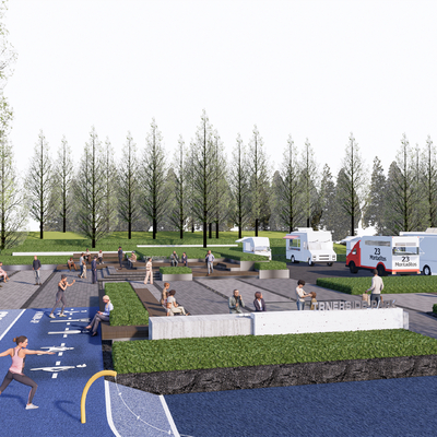 公园广场 露营区su模型