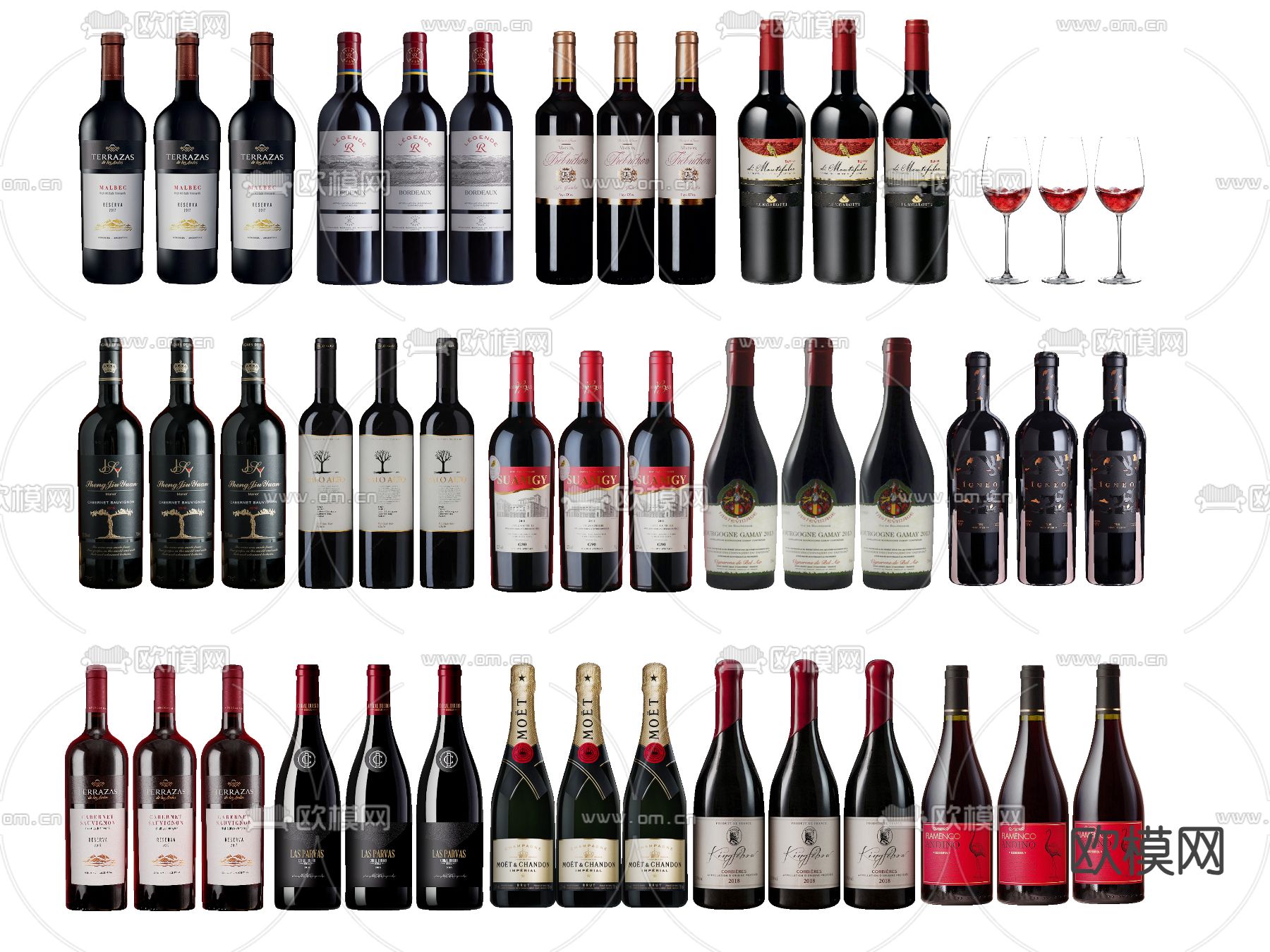 红酒 洋酒 葡萄酒su模型下载（渲染图1）