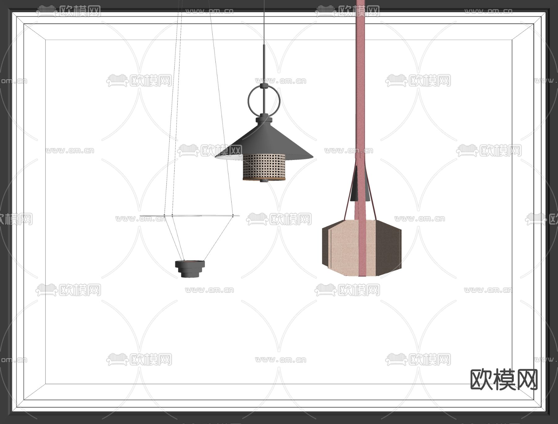 新中式吊灯su模型下载（渲染图2）