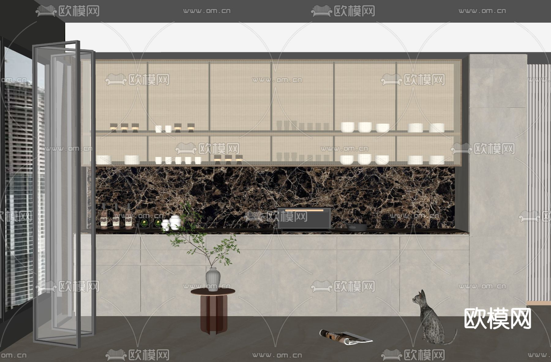 现代橱柜su模型下载（渲染图2）
