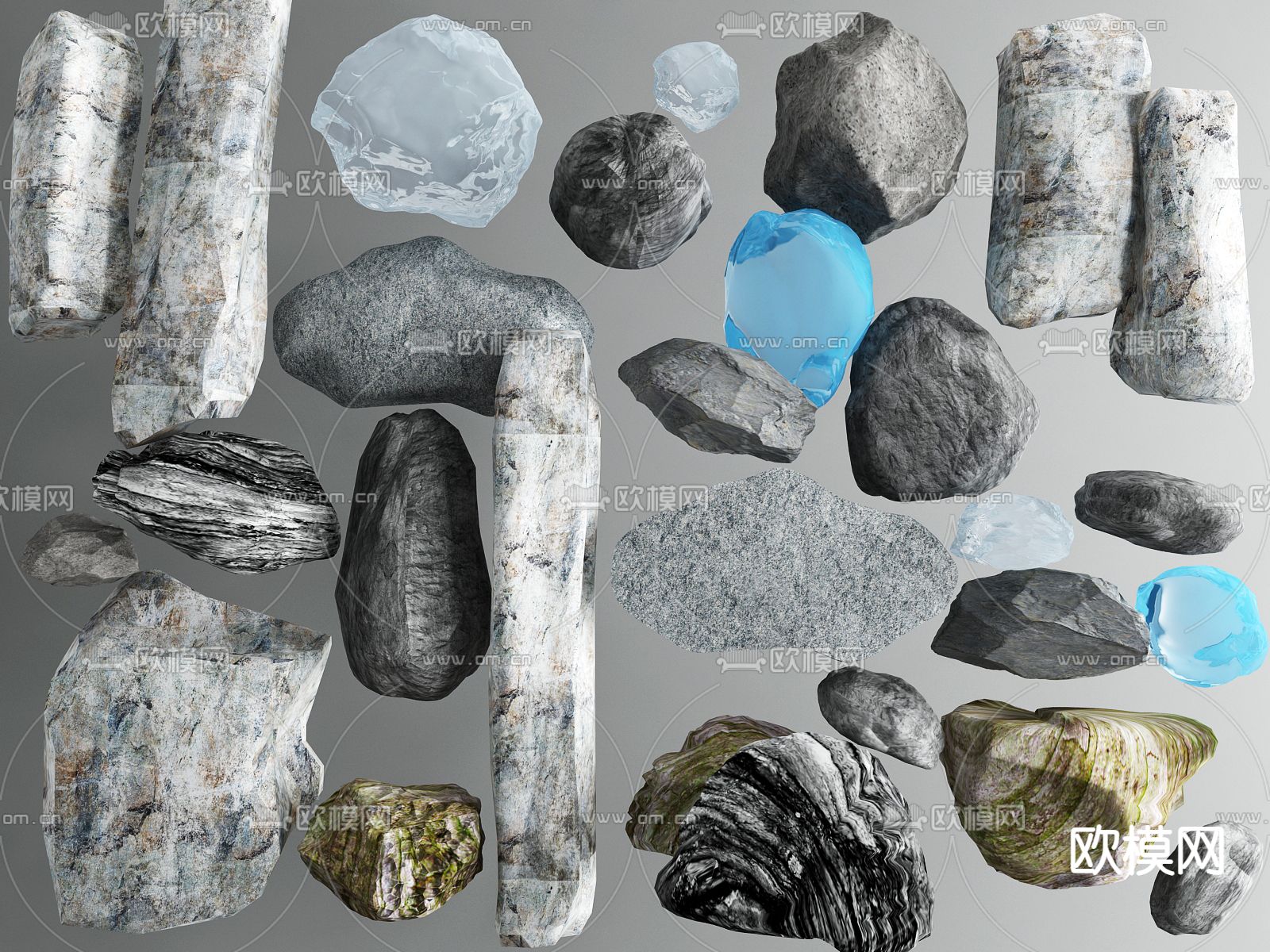 景观石 石头 石块3d模型下载