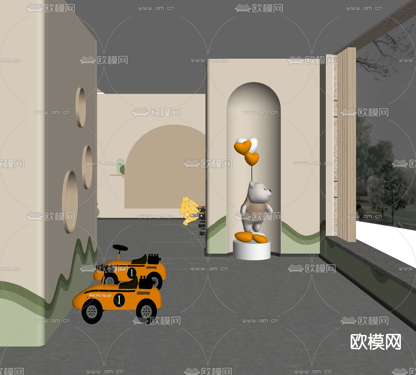 现代儿童娱乐区su模型下载（渲染图3）