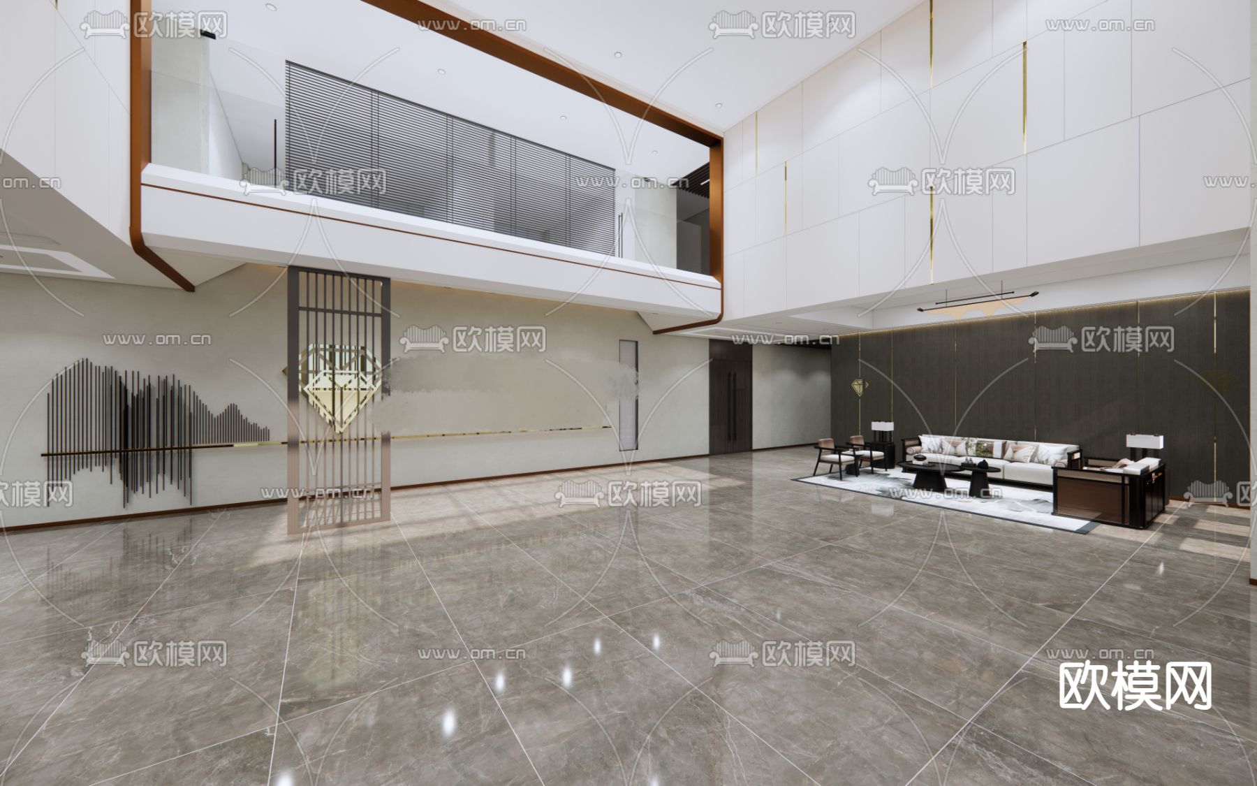 现代办公大堂su模型下载（渲染图3）