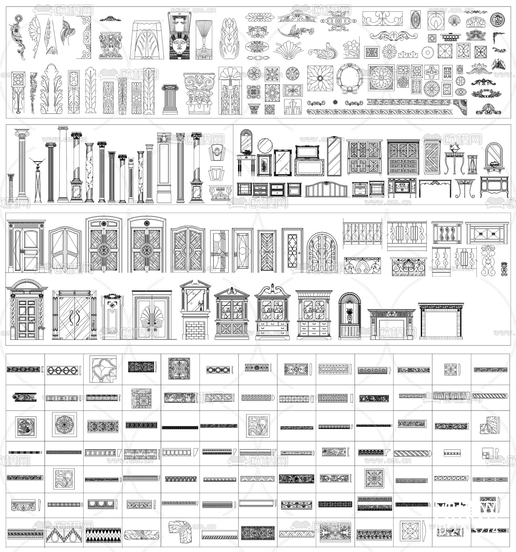 欧式素材室内设计CAD图库下载（渲染图7）