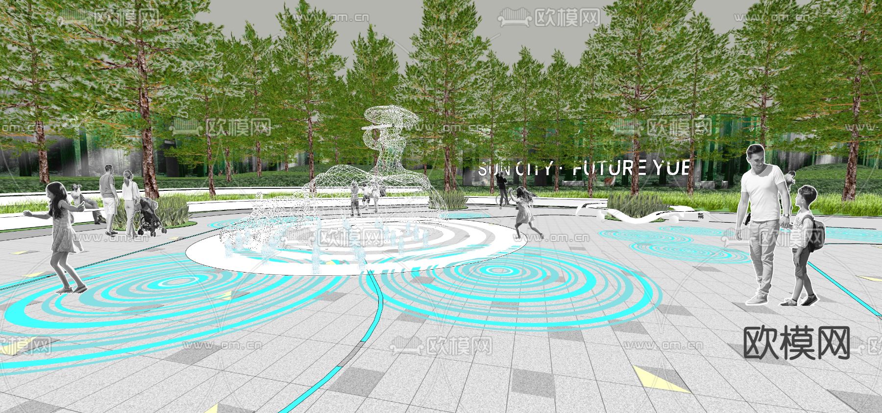 现代水牛构架 艺术雕塑su模型