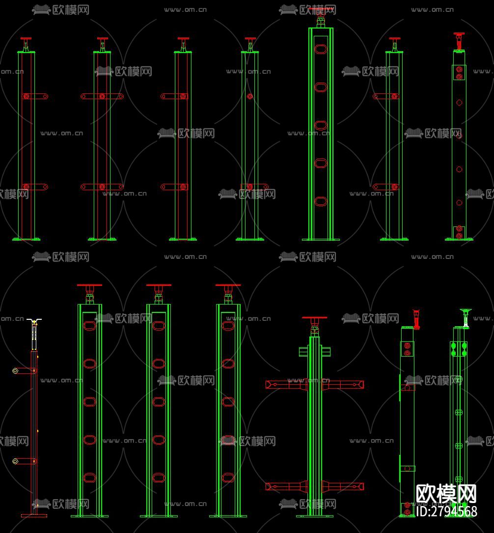 楼梯立柱cad大样图下载（渲染图1）