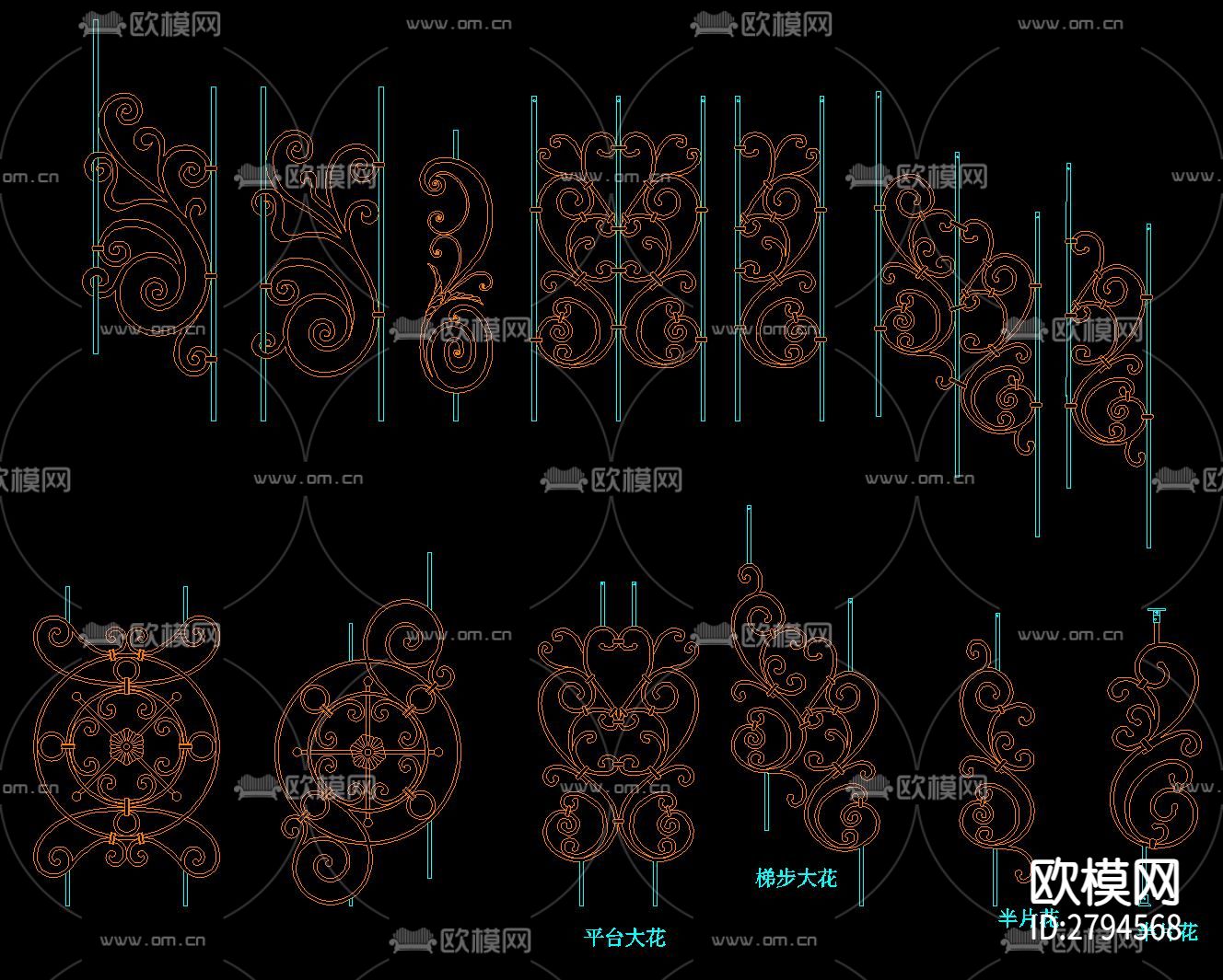 楼梯立柱cad大样图下载（渲染图10）