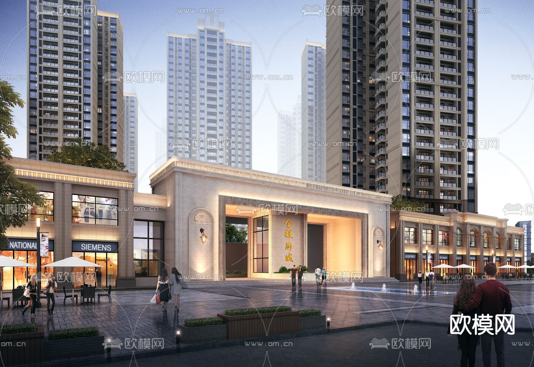 欧式小区入口 门头3d模型下载