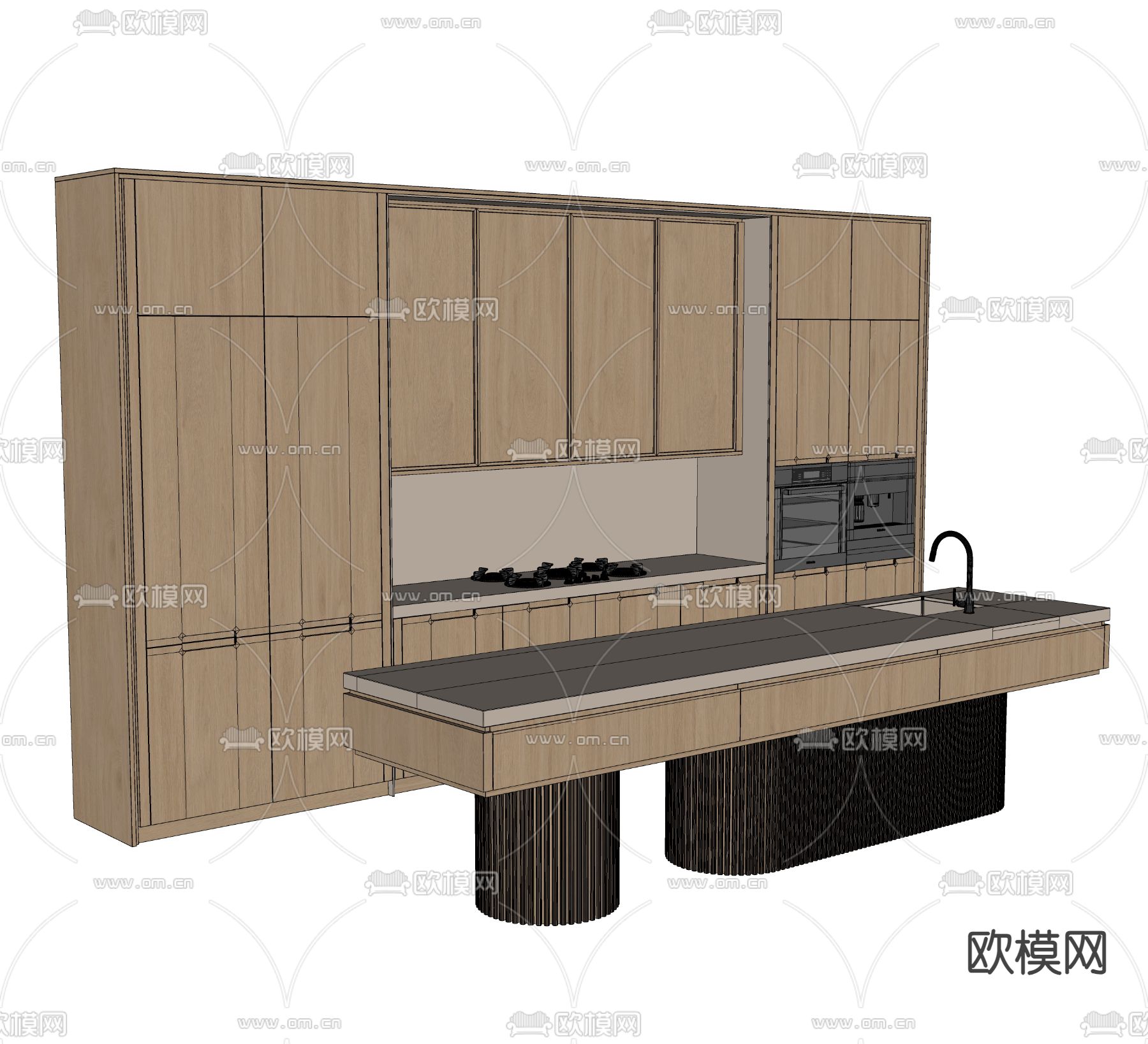 现代橱柜su模型下载（渲染图2）