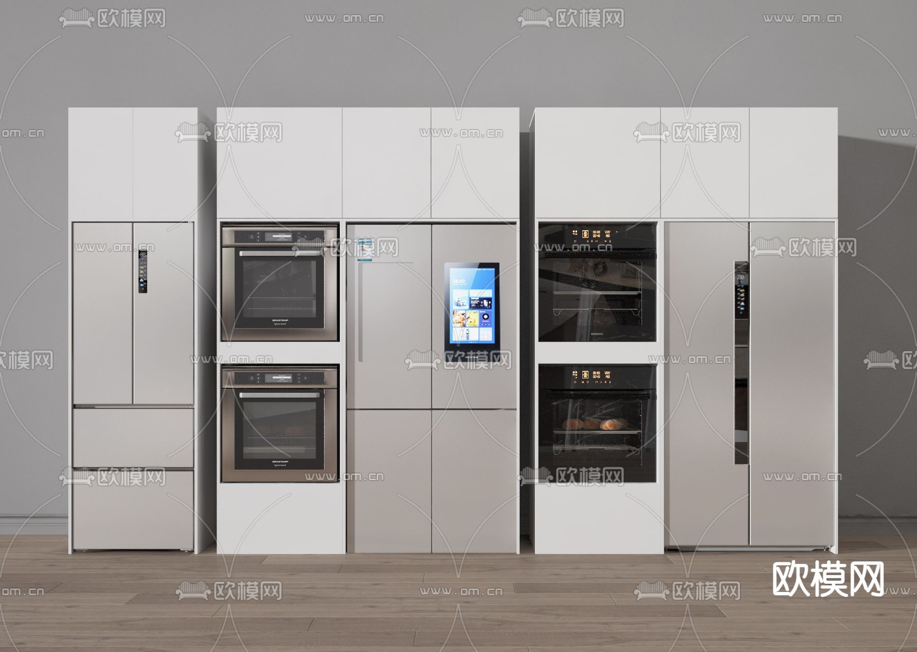 冰箱 烤箱 冰柜su模型下载（渲染图1）
