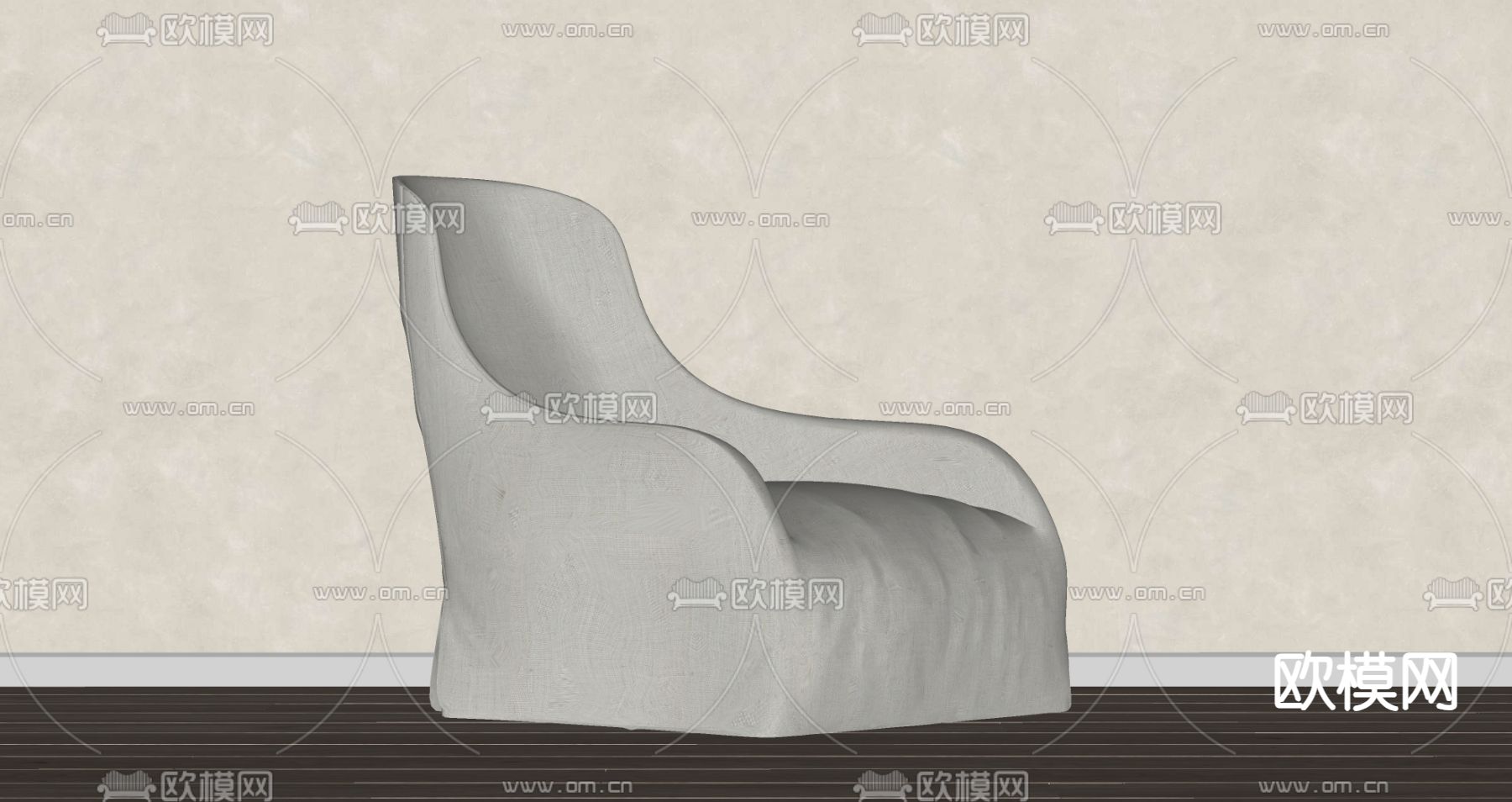 侘寂单人沙发su模型下载（渲染图2）