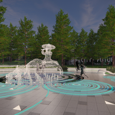 现代水牛构架 艺术雕塑su模型