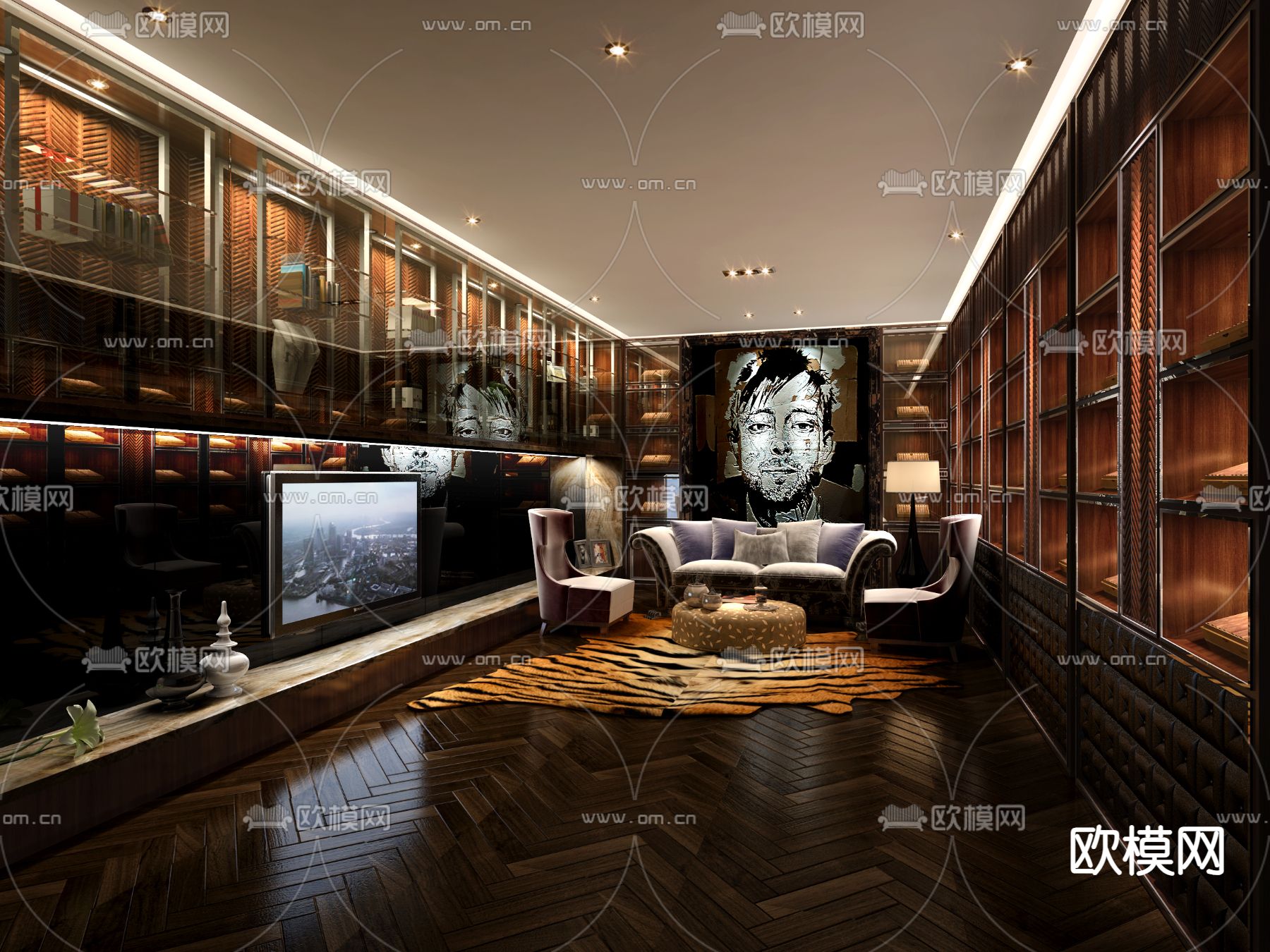 雪茄室 藏酒室 品酒室su模型下载（渲染图1）