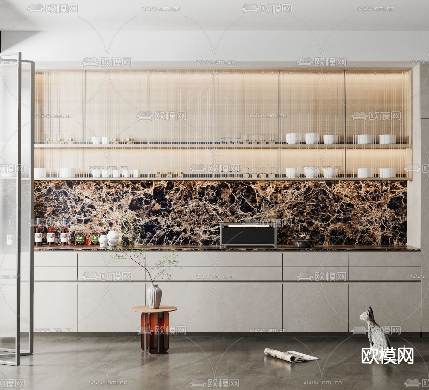 现代橱柜su模型下载（渲染图1）