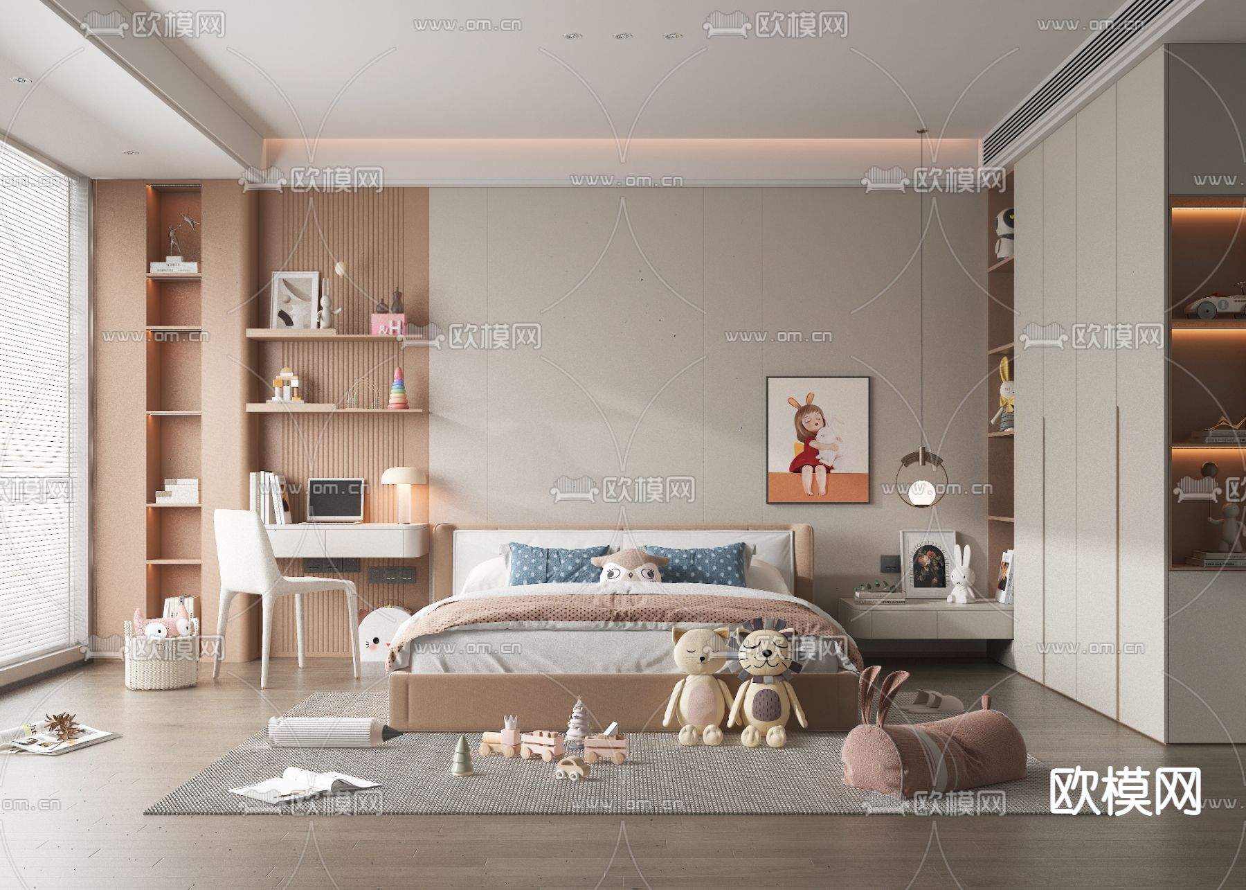 儿童房 女孩房 小孩房3d模型下载