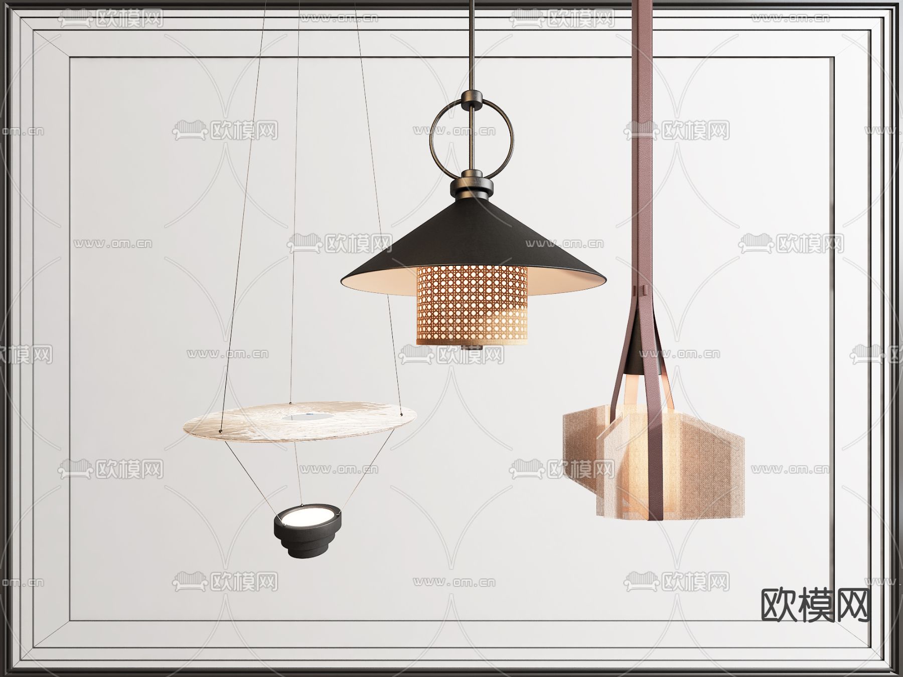 新中式吊灯su模型下载（渲染图1）