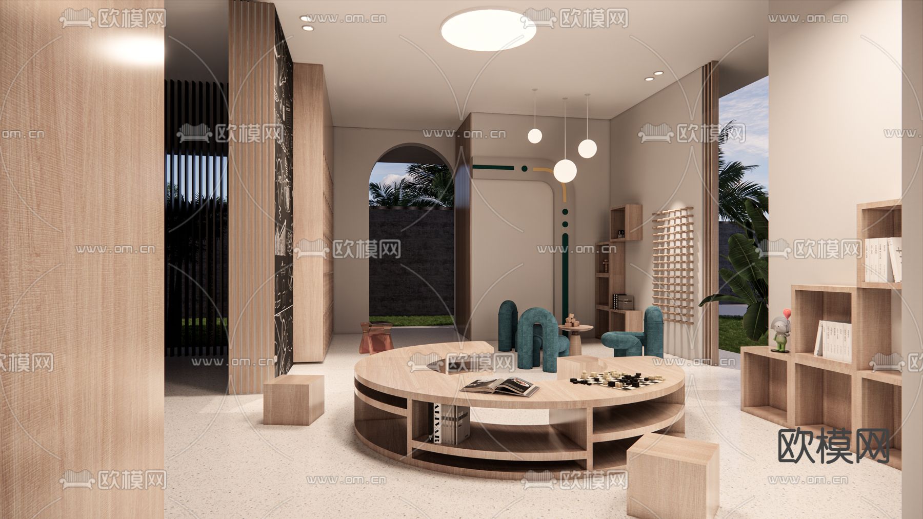 小区架空层 活动区su模型下载（渲染图3）