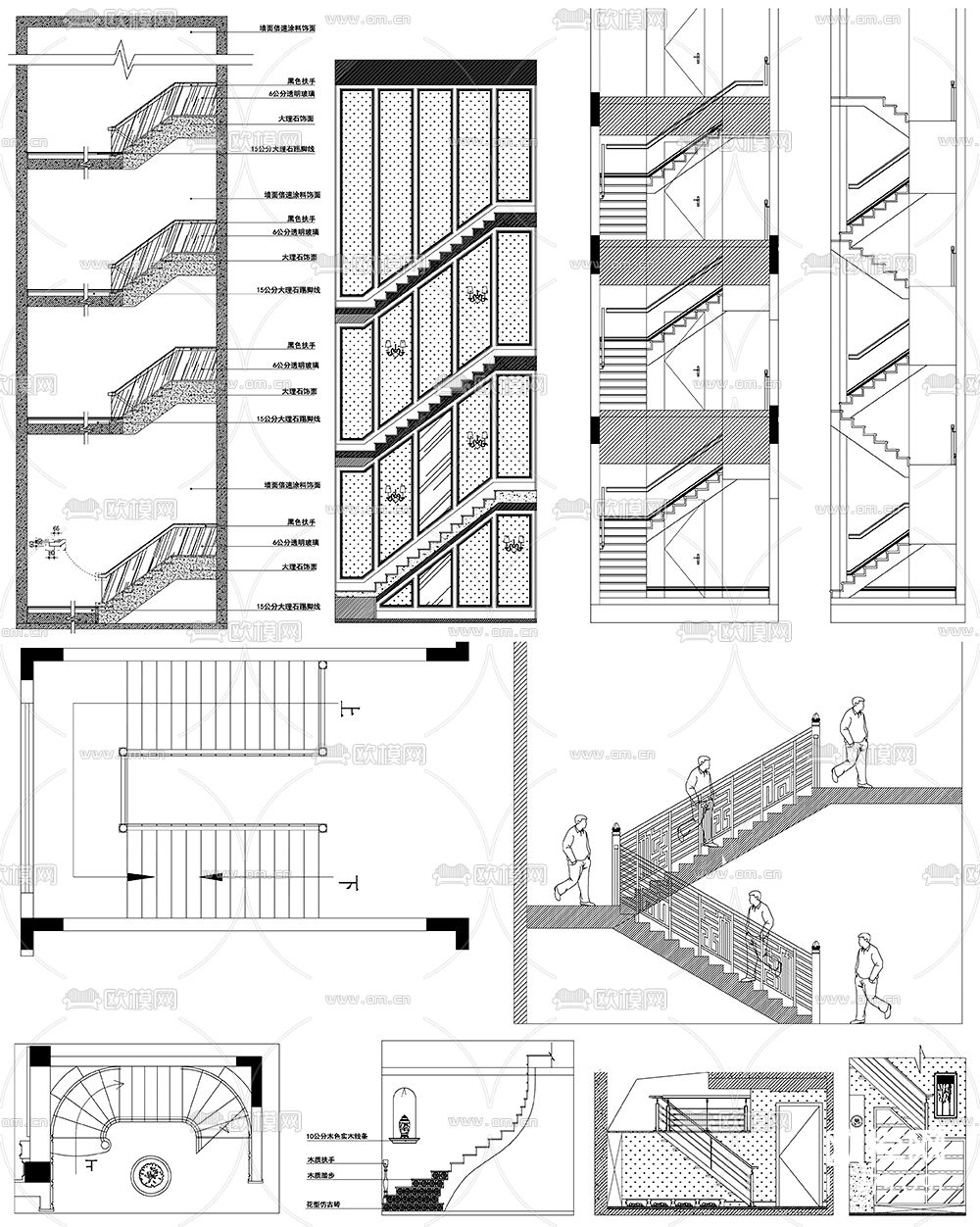 楼梯间设计CAD施工图下载（渲染图5）