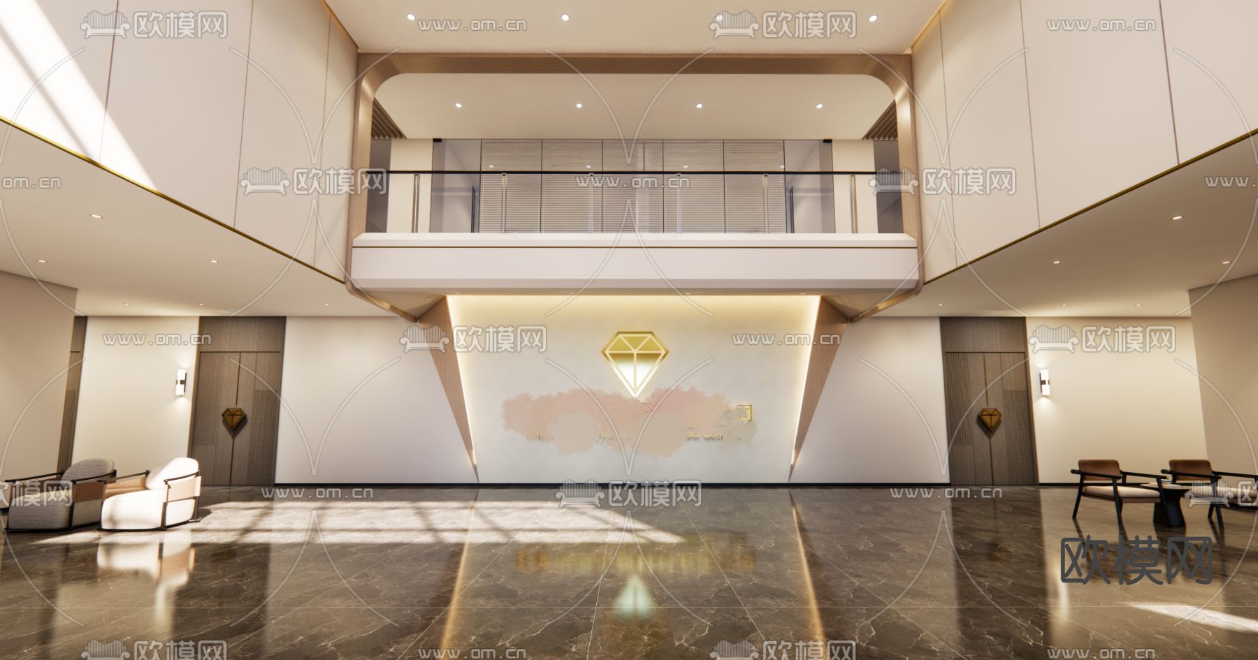现代办公大堂su模型下载_ID14226450_sketchup模型下载-欧模网