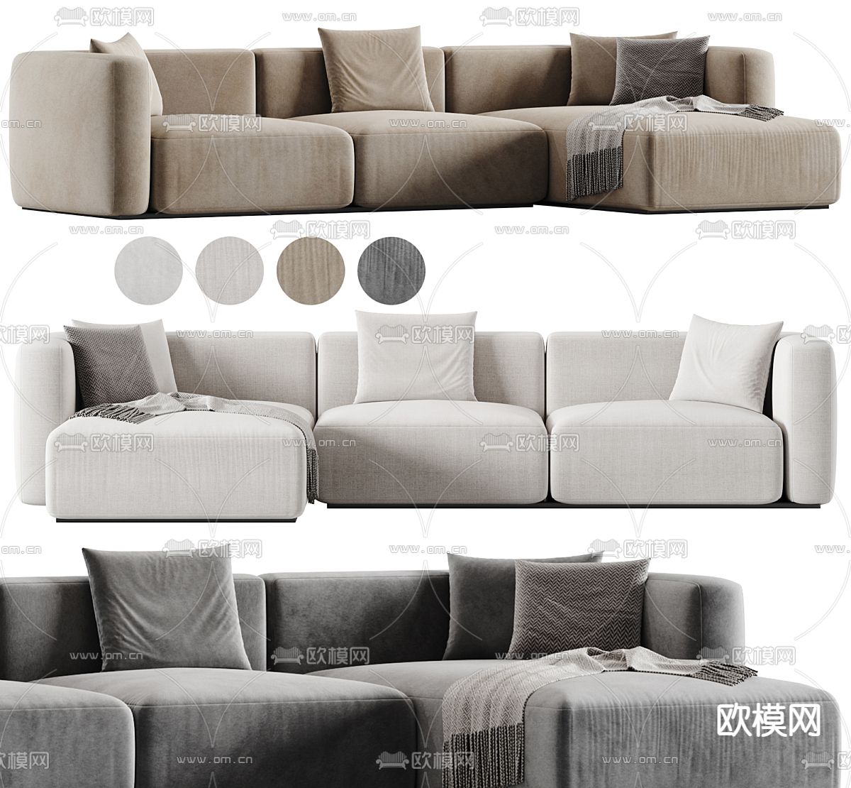 拐角沙发 多人沙发3d模型下载（渲染图2）