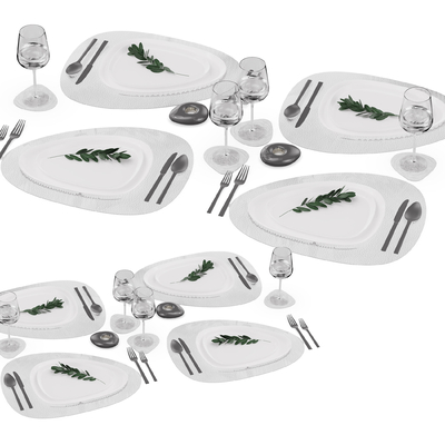  刀叉餐具su模型 