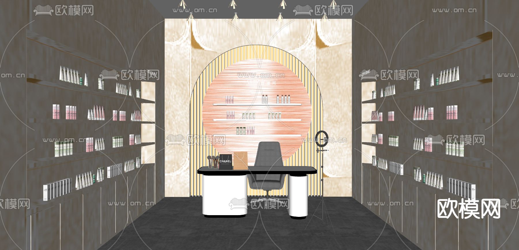 现代直播间su模型下载（渲染图2）