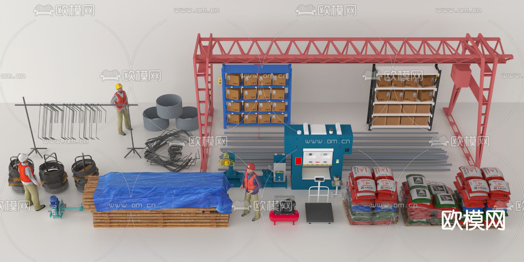 工业设备 仓库设备 货架3d模型下载