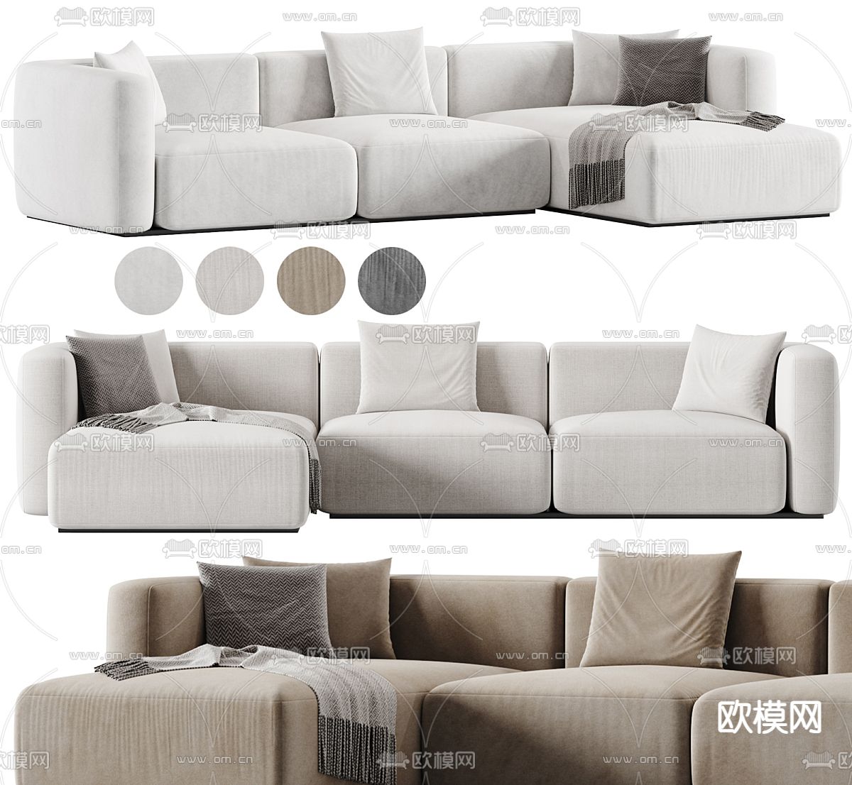 拐角沙发 多人沙发3d模型下载（渲染图1）