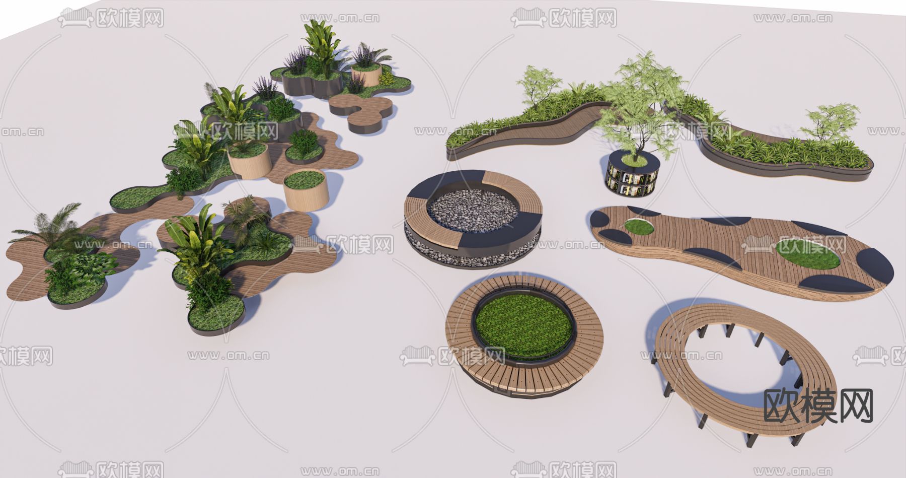 户外树池 座椅su模型
