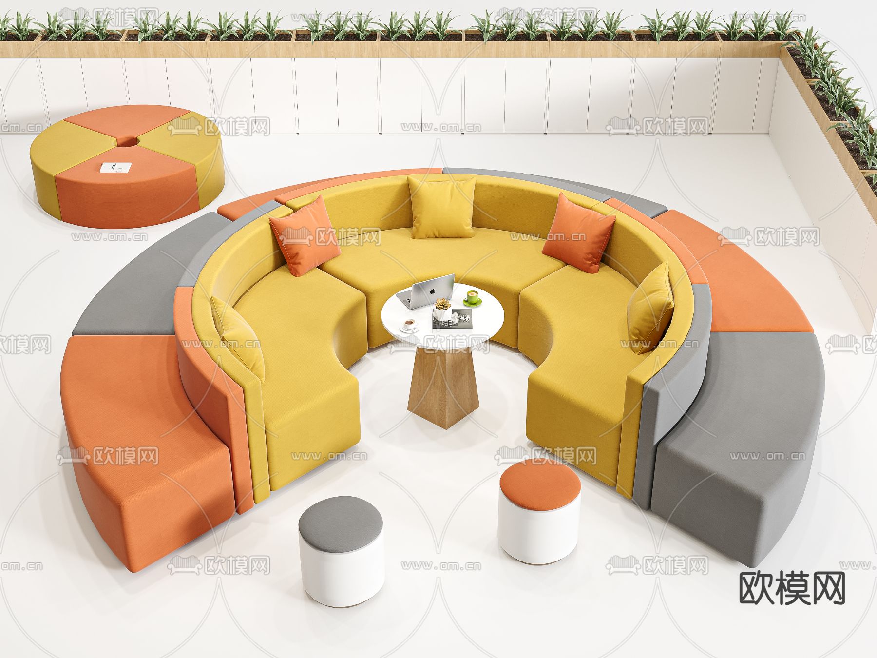 办公沙发  公共沙发 卡位沙发3d模型下载