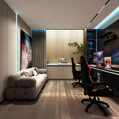  现代电竞房su模型 