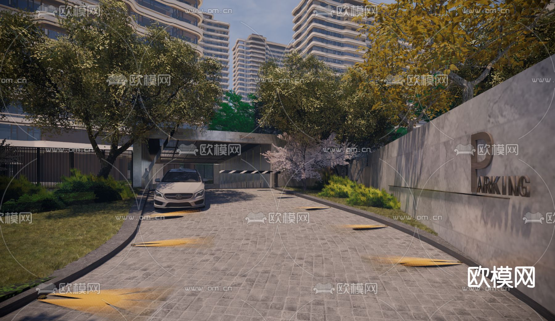 现代地库出入口 机动车出入口su模型