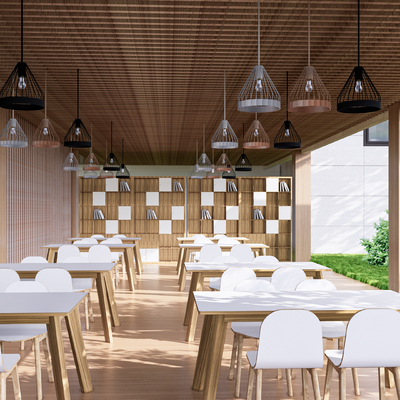  现代户外餐厅su模型 