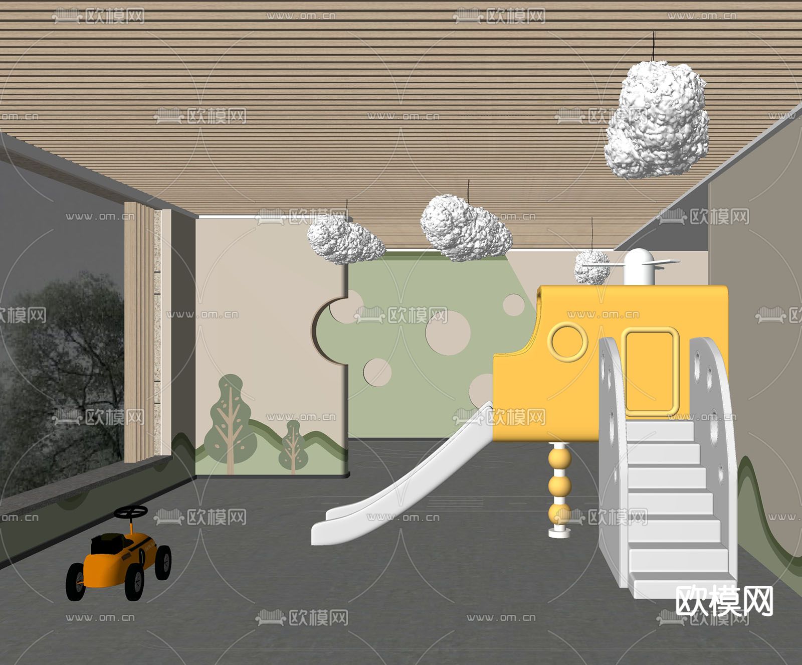 现代儿童娱乐区su模型下载（渲染图2）