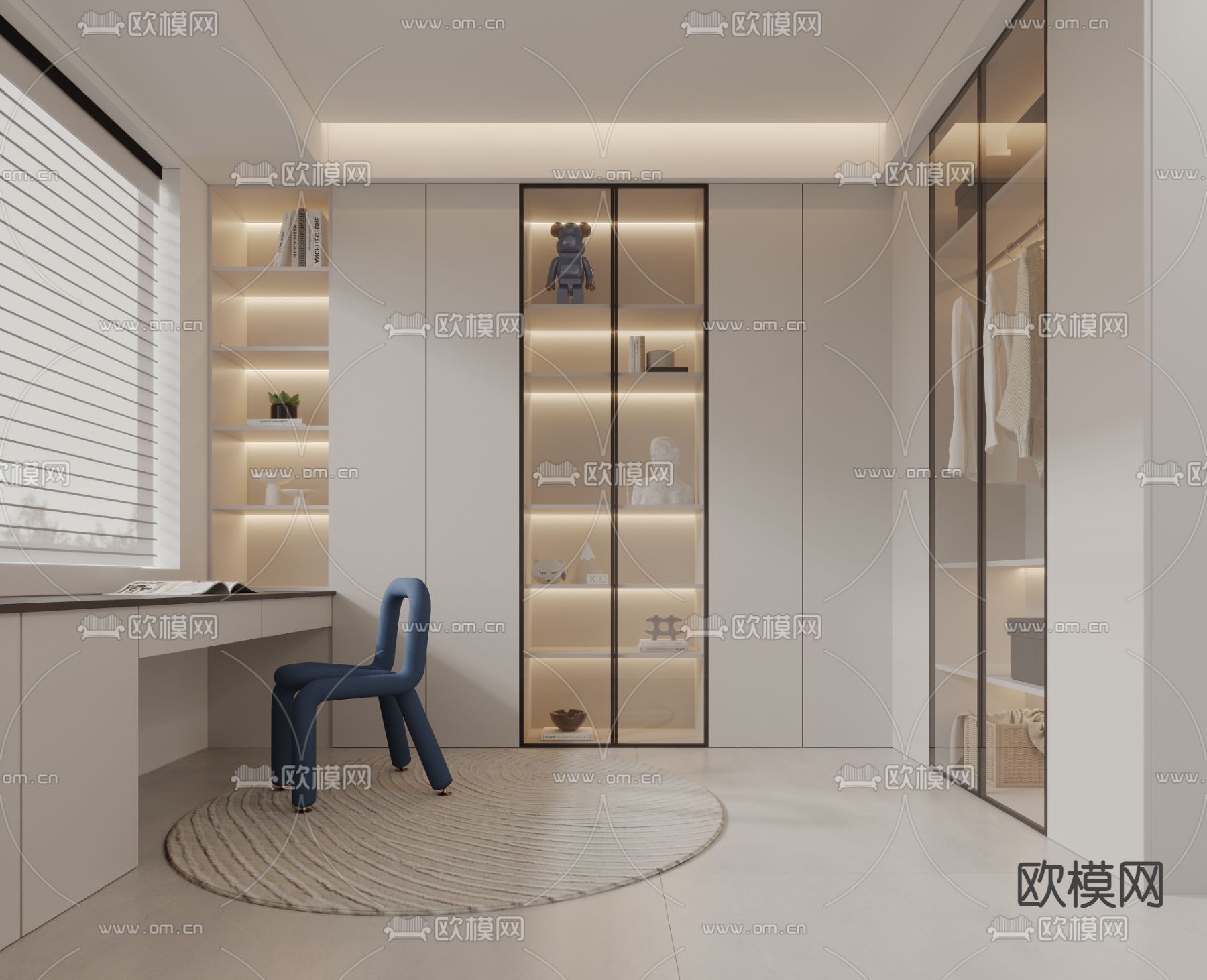 现代衣帽间免费3d模型下载