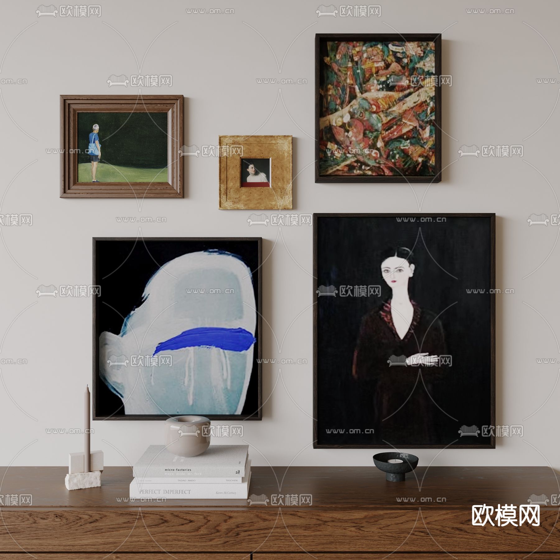 侘寂装饰画su模型下载（渲染图1）