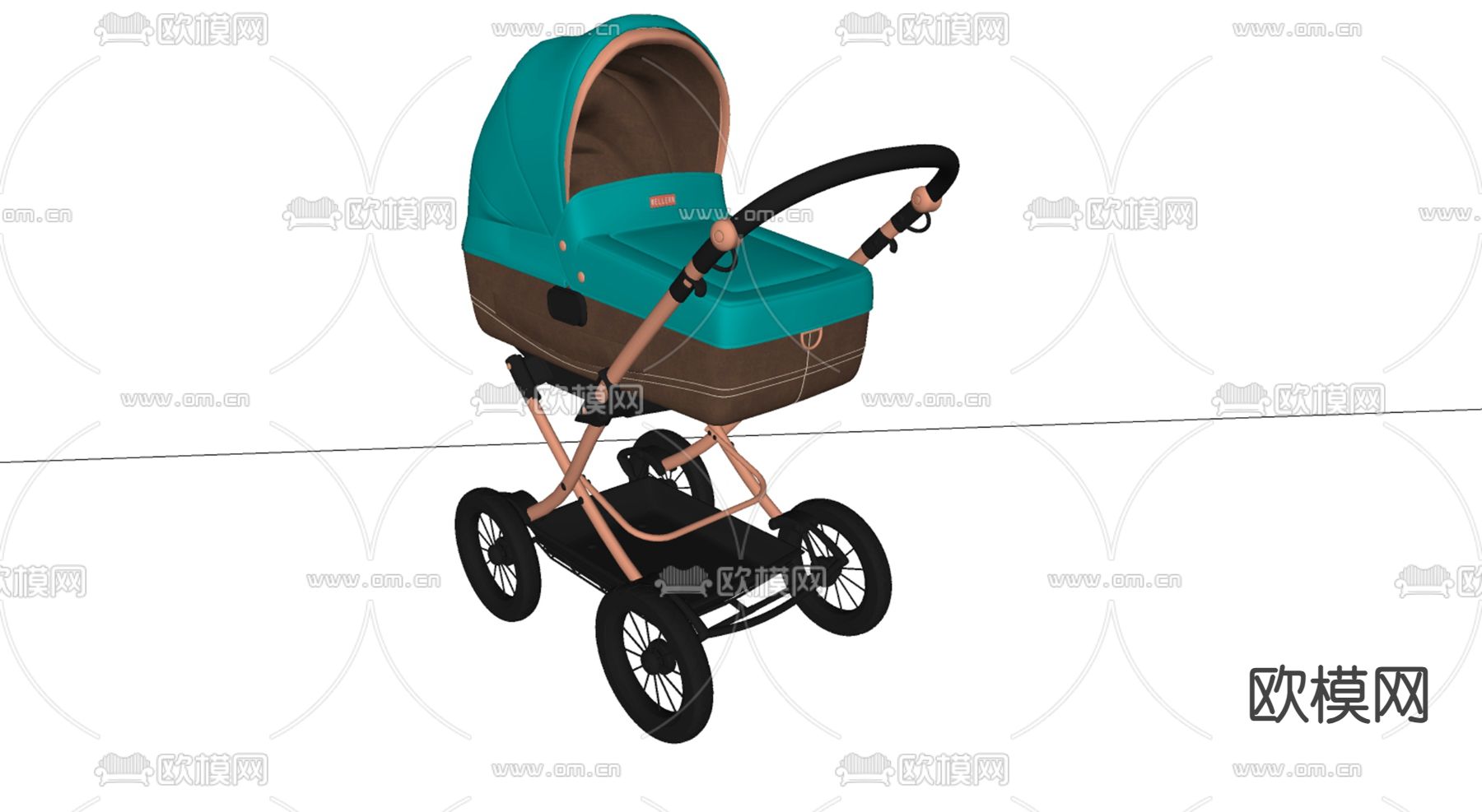 婴儿推车su模型下载（渲染图2）