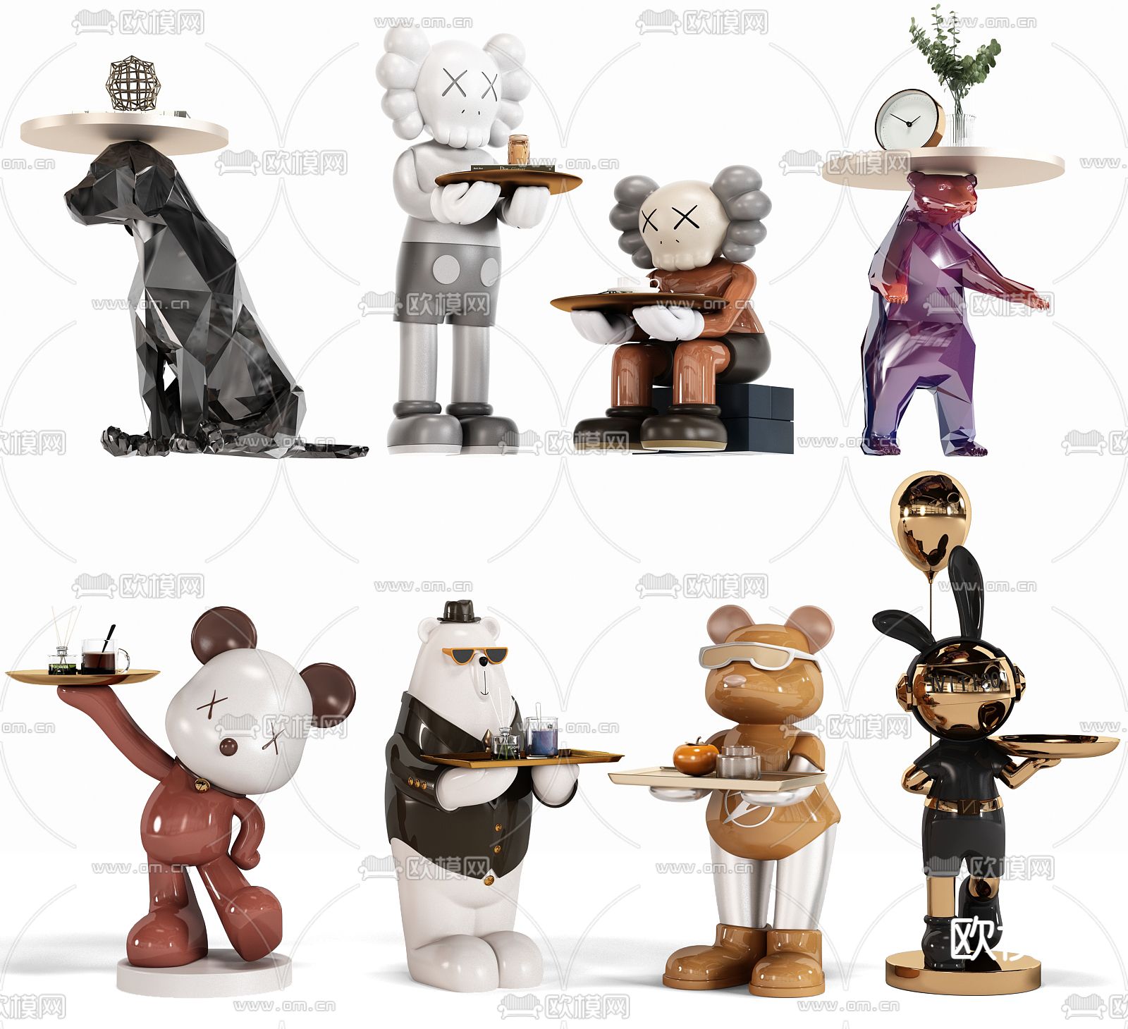 Kaws潮玩 公仔 卡通摆件3d模型下载