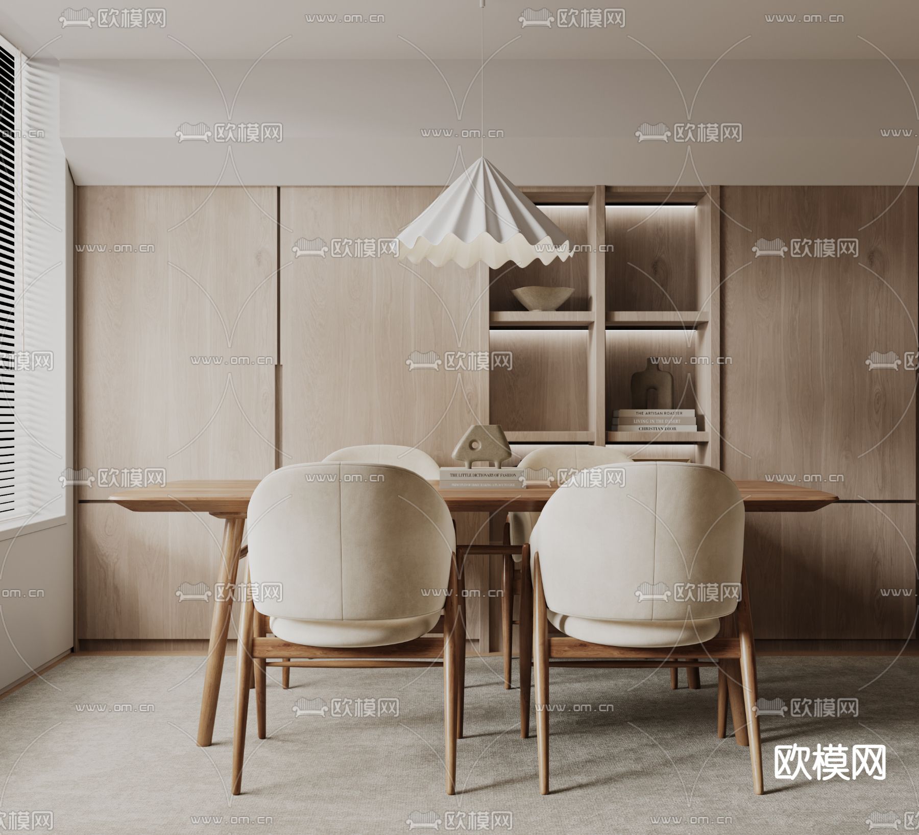 侘寂风餐桌椅3d模型下载