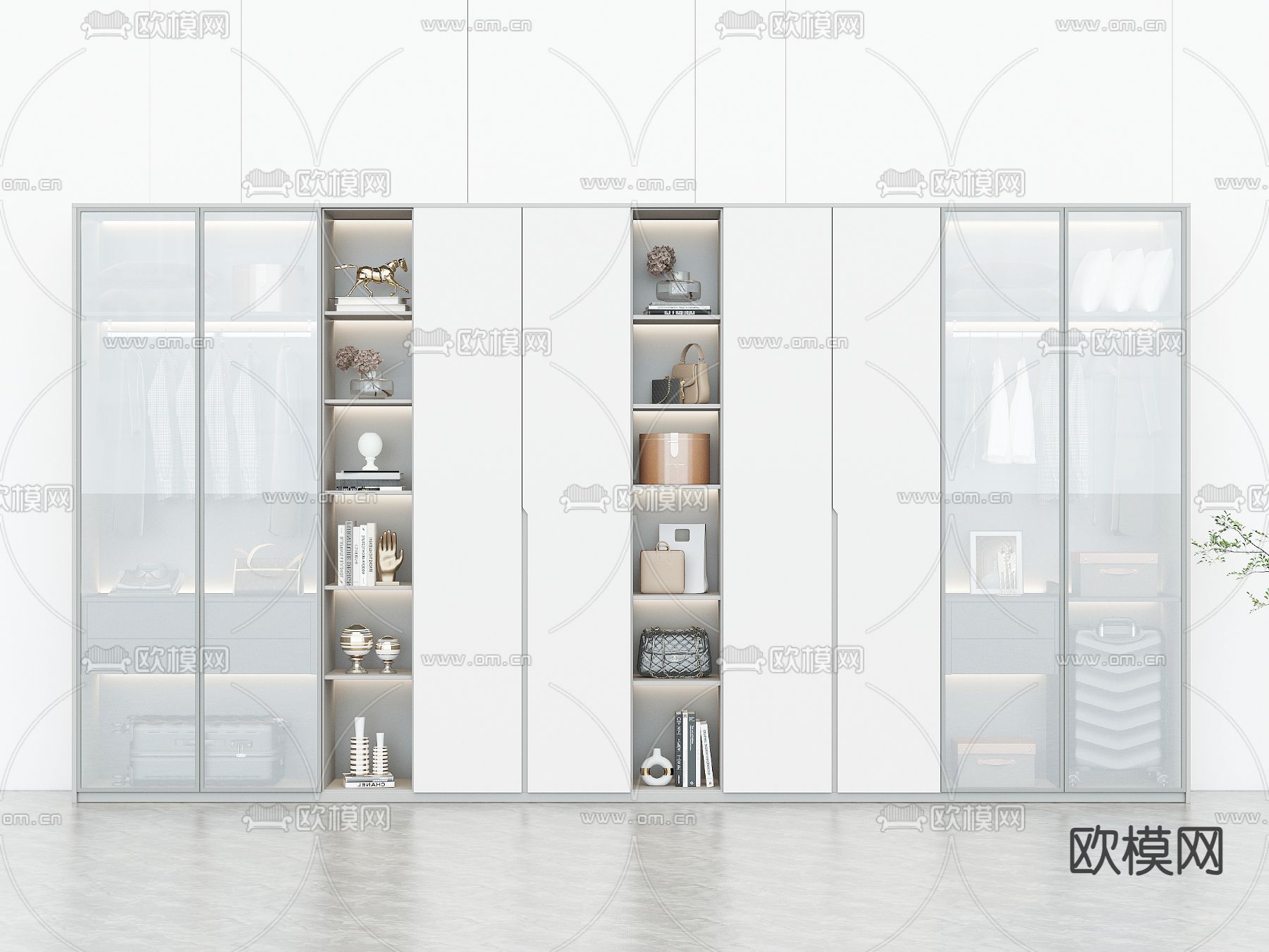 现代衣橱 衣柜su模型下载（渲染图1）