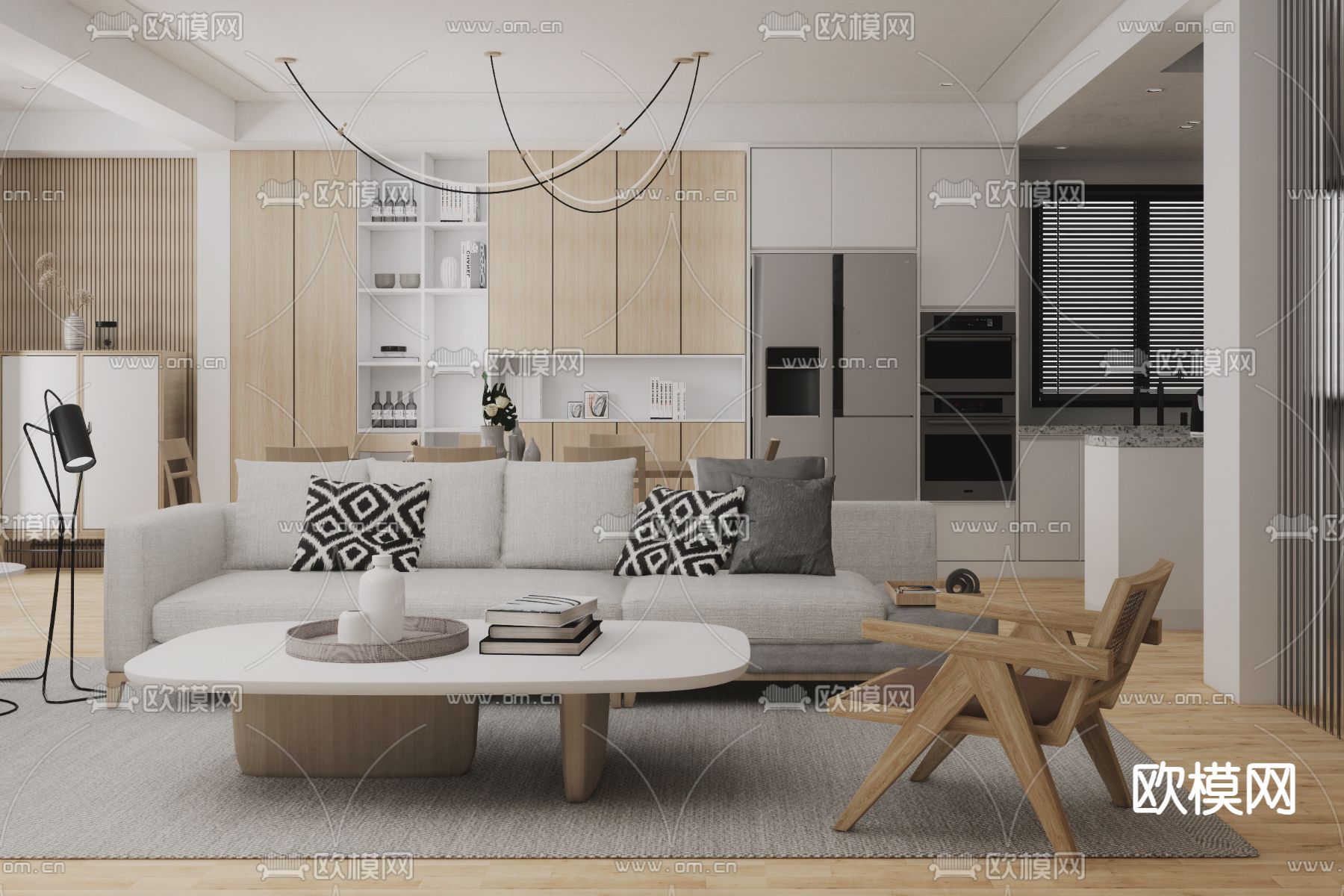 日式客餐厅su模型下载（渲染图1）